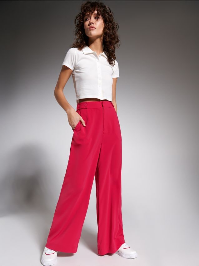 Loose high waist trousers Color fuchsia - SINSAY - 7644J-43X