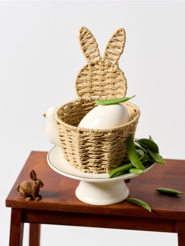 Sinsay - Coș de depozitare împletit în formă de iepuraș - bej