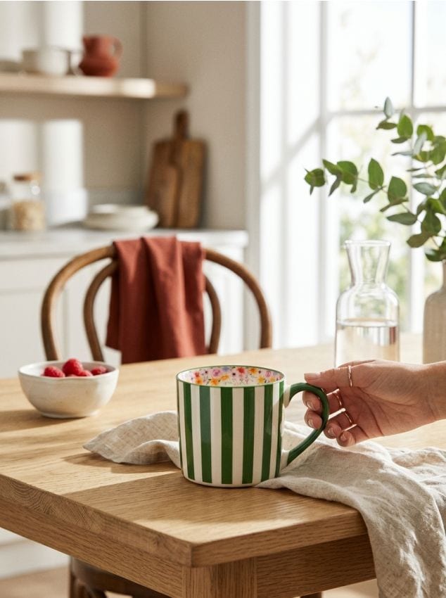 Sinsay - Cană în dungi - verde