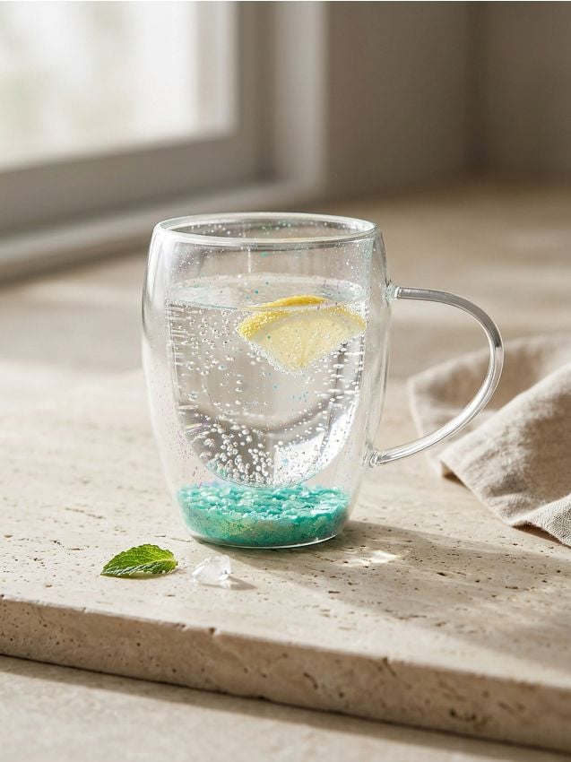 Sinsay - Cană de sticlă cu fund dublu - clear