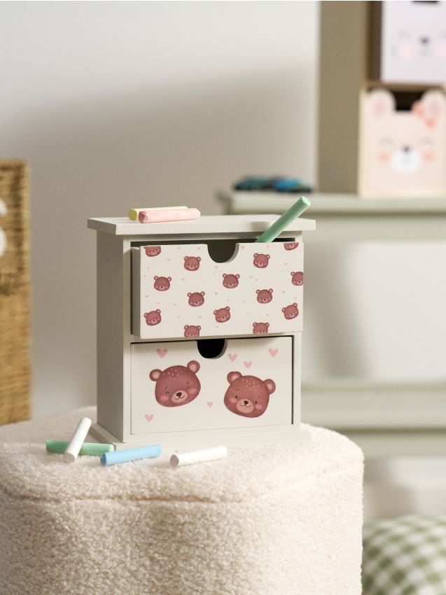 Sinsay - Dulăpior cu două sertare cu motiv de ursuleț - alb