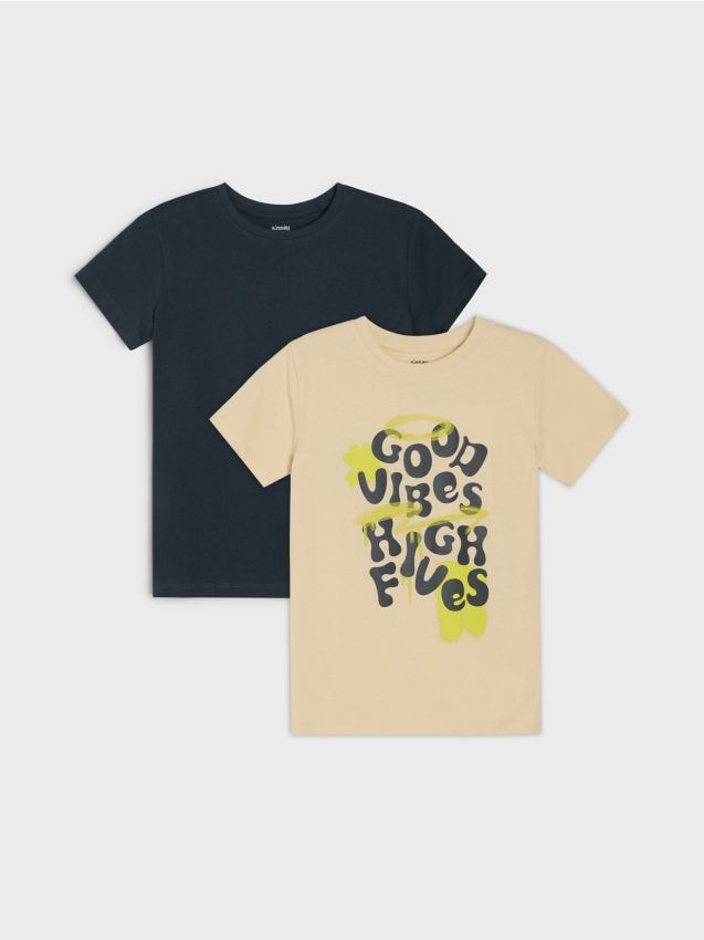 Sinsay - Tricouri din bumbac 2 pachet - bej