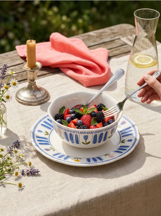 Sinsay - Bol ceramic cu motiv floral - bleumarin