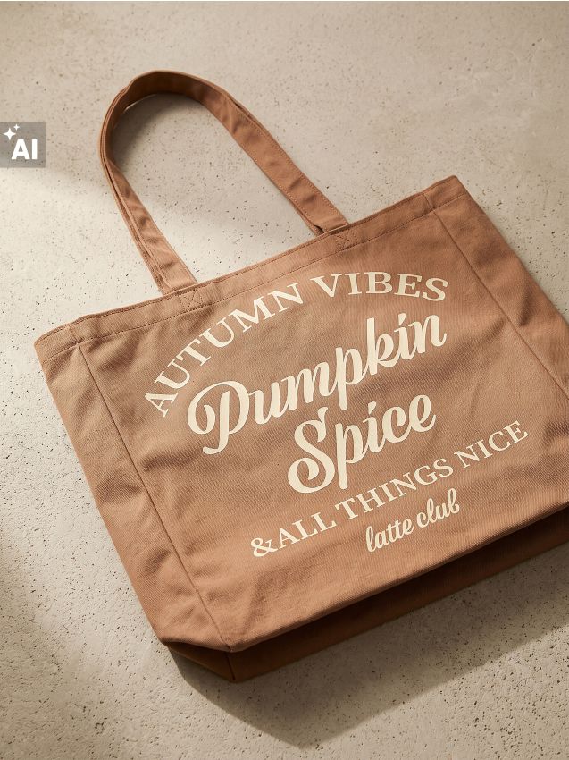 Sinsay - Sac de cumpărături cu motiv de toamnă - brun-auriu