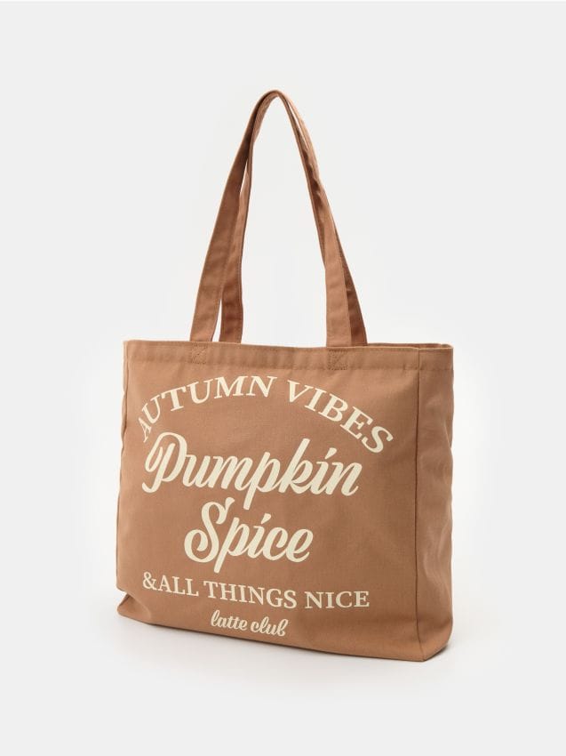 Sinsay - Sac de cumpărături cu motiv de toamnă - brun-auriu