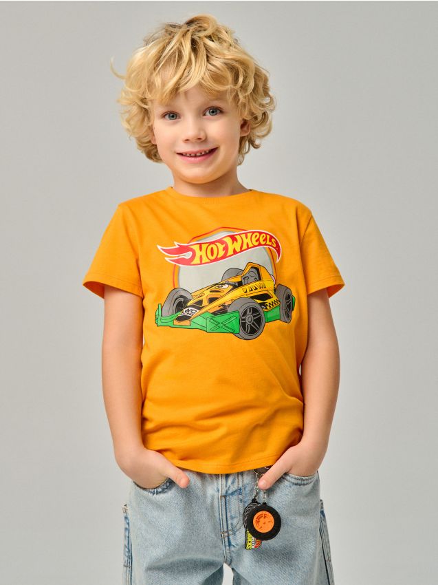 Sinsay - Tricou din bumbac cu imprimeu Hot Wheels - portocaliu