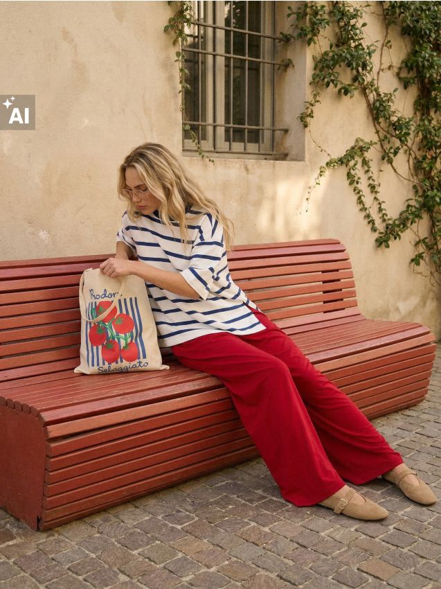Sinsay - Pantaloni largi cu legături decorative pe lateral - corai