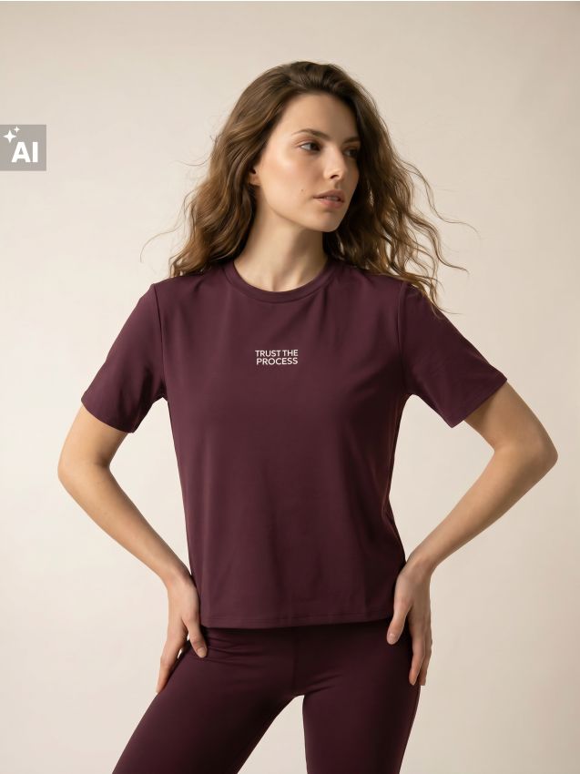 Sinsay - Tricou cu inscripție Everyday Active - mahon