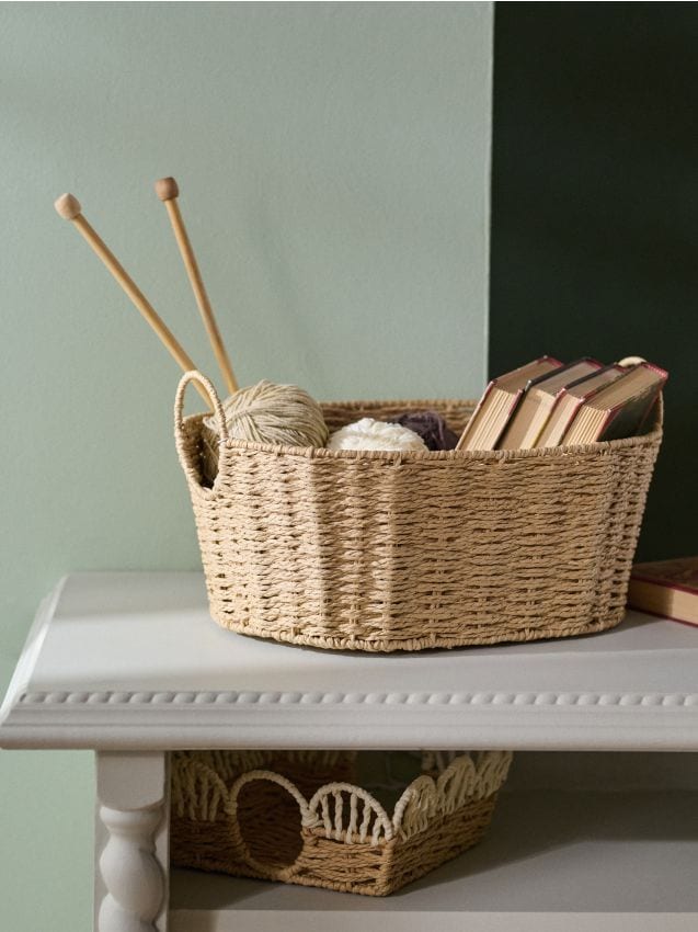 Sinsay - Coș de depozitare împletit cu mânere - bej
