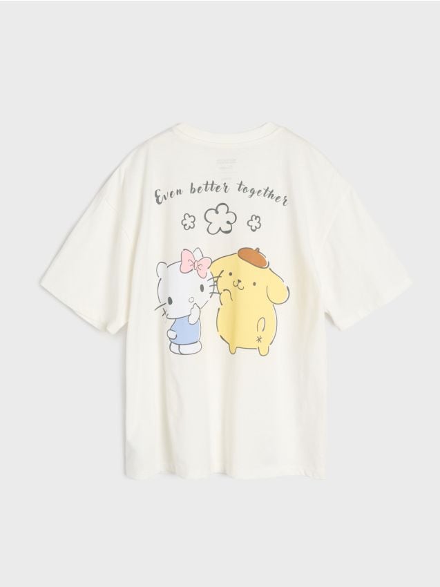 Sinsay - Tricou din bumbac cu imprimeu Hello Kitty - crem