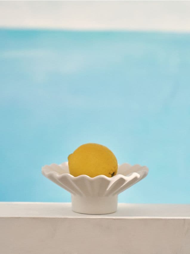 Sinsay - Tavă decorativă din ceramică cu margine ondulată - alb