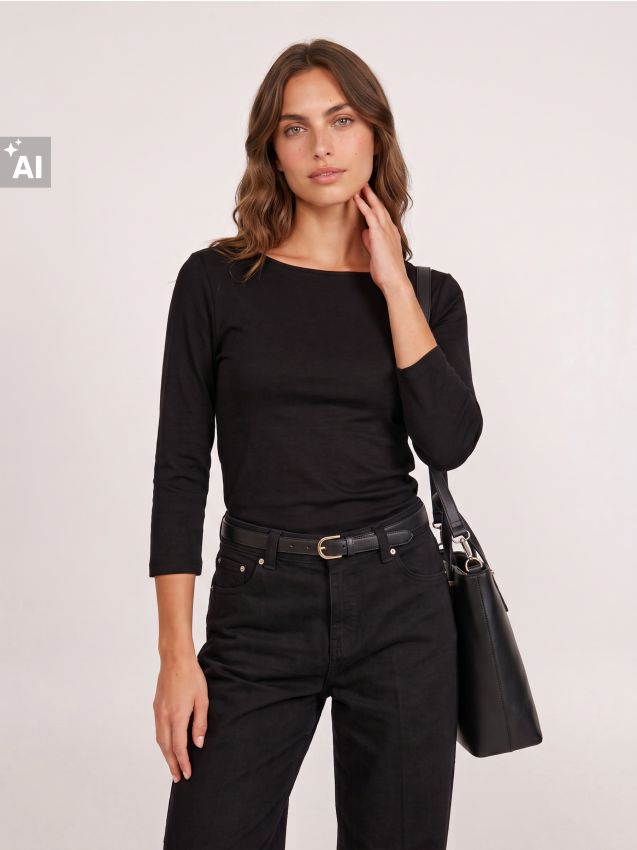 Sinsay - Tricou din bumbac basic - negru