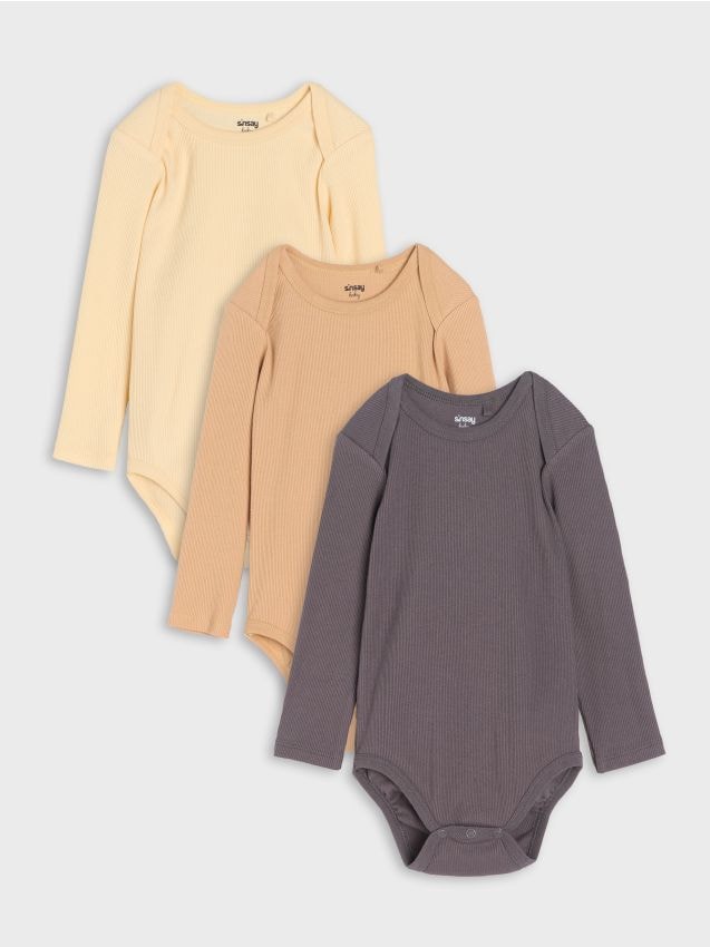 Bawełniane body z długim rękawem 3 pack - SINSAY