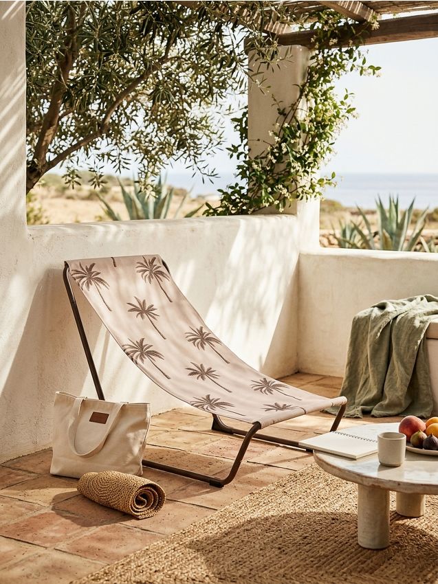 Sinsay - Scaun de camping pliabil cu model de palmieri - bej