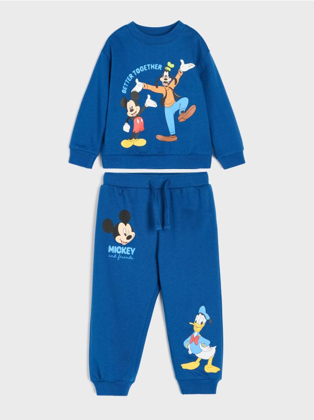 Sinsay - Set din bumbac: bluză și pantaloni Mickey Mouse - bleumarin
