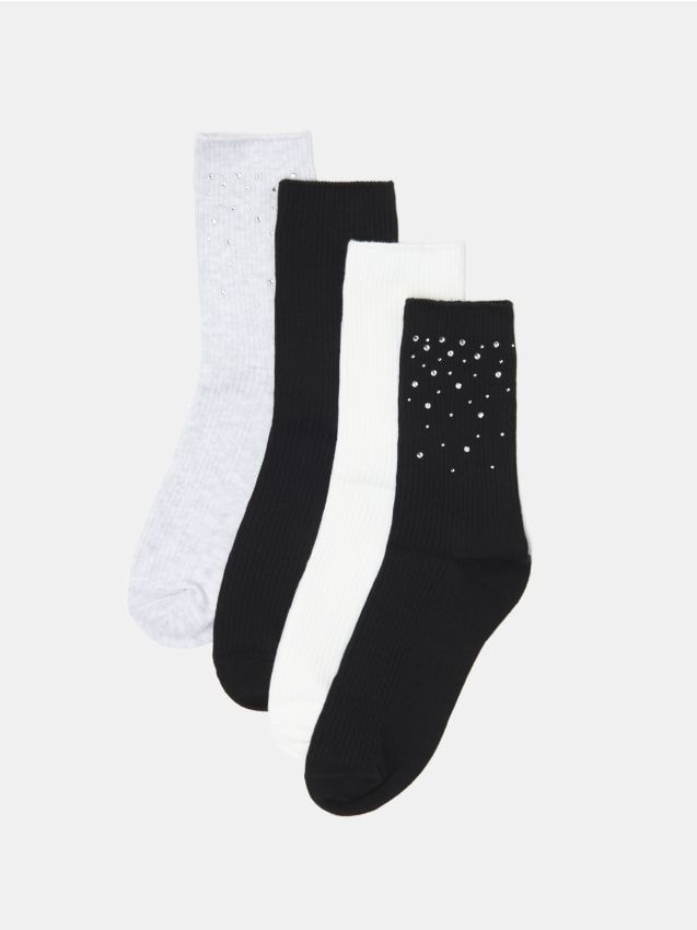 Sinsay - Șosete Din Bumbac cu Dungi 4 Bucăți - multicolor