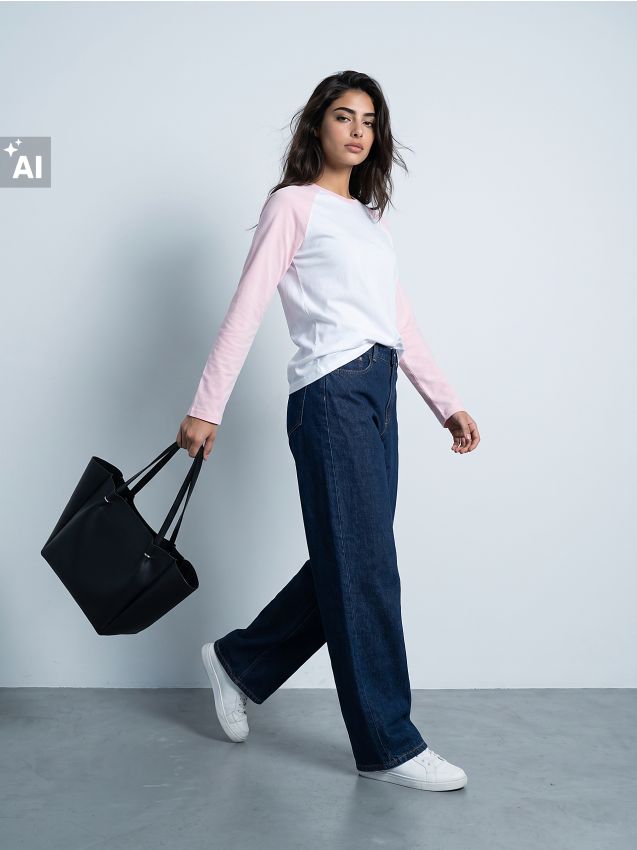 Sinsay - Tricou din bumbac, cu mânecă lungă - alb