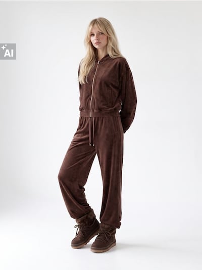 Βελούδινο παντελόνι wide leg