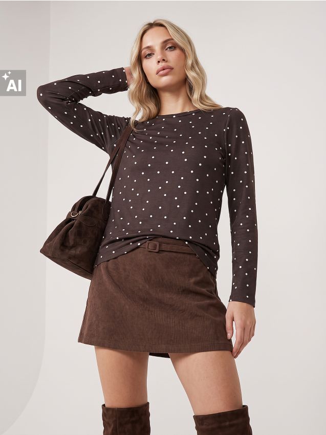 Sinsay - Tricou cu mânecă lungă și buline - multicolor
