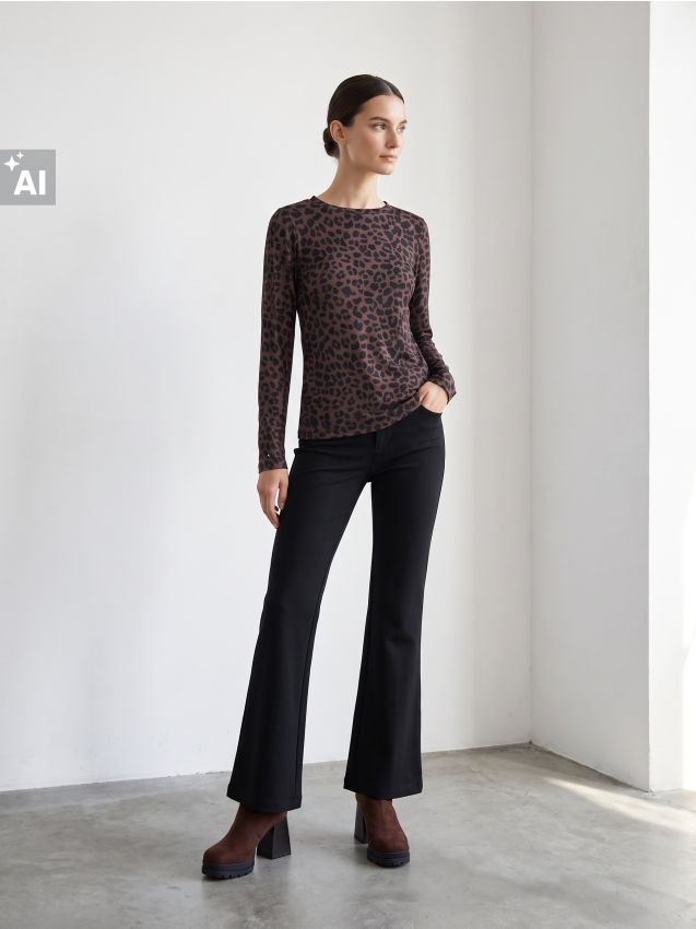 Sinsay - Bluza cu mâneci lungi cu imprimeu leopard - multicolor