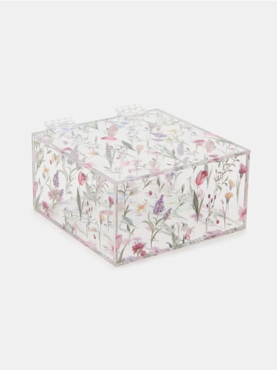 Прозора декоративна коробка з квітковим мотивом