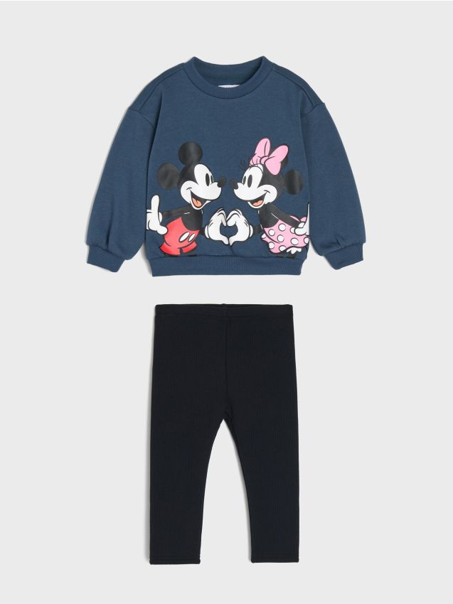 Sinsay - Set din bumbac: bluză și colanți Minnie Mouse - bleumarin