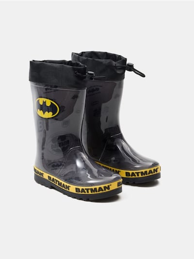 Gumijasti škornji z LED-lučkami Batman