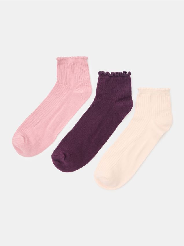 Sinsay - Șosete Din Bumbac cu Dungi 3 Bucăți - multicolor