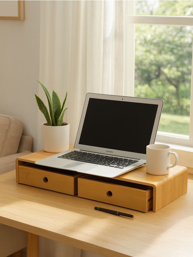 Sinsay - Polica pod monitor so zásuvkami - béžová