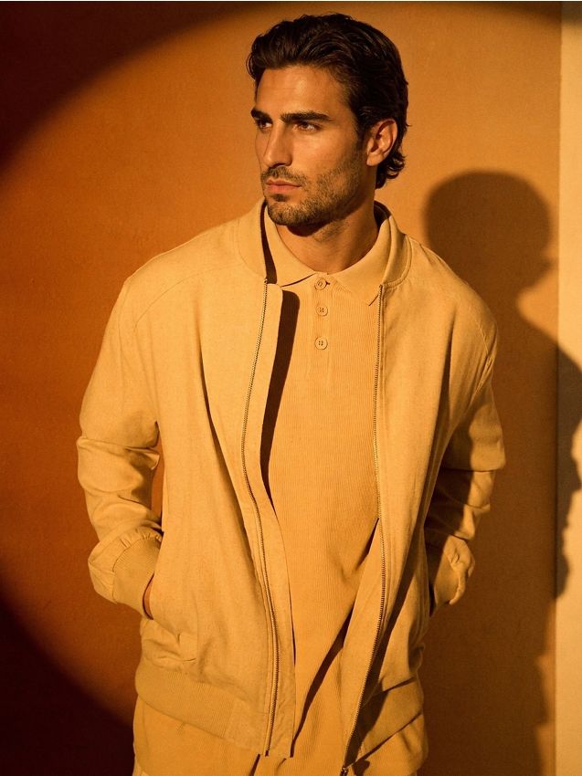 Sinsay - Tricou polo din bumbac - nude