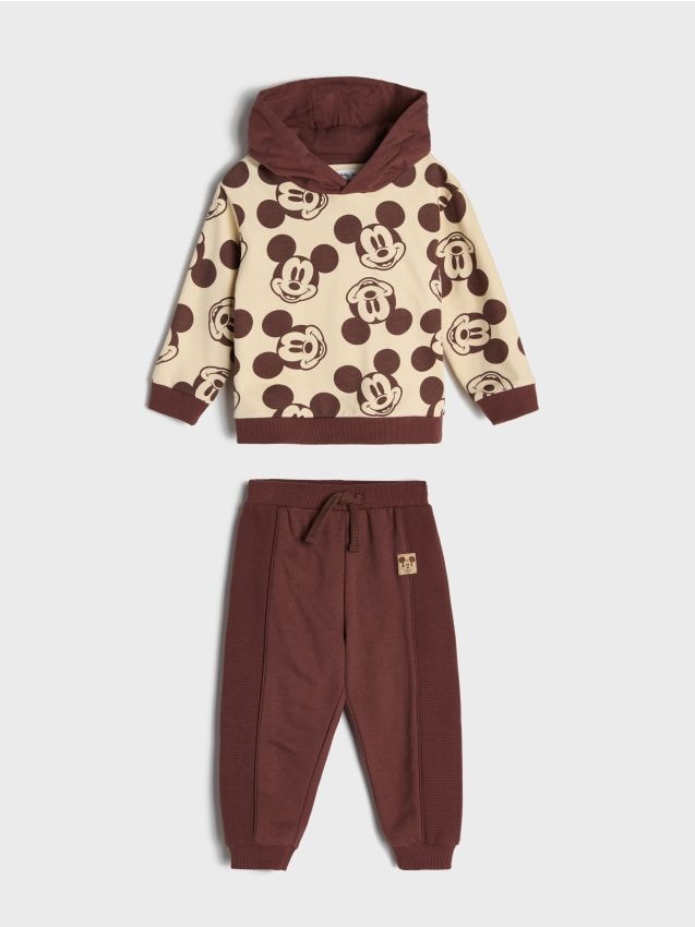 Sinsay - Set din bumbac: bluză și pantaloni Mickey Mouse - bej