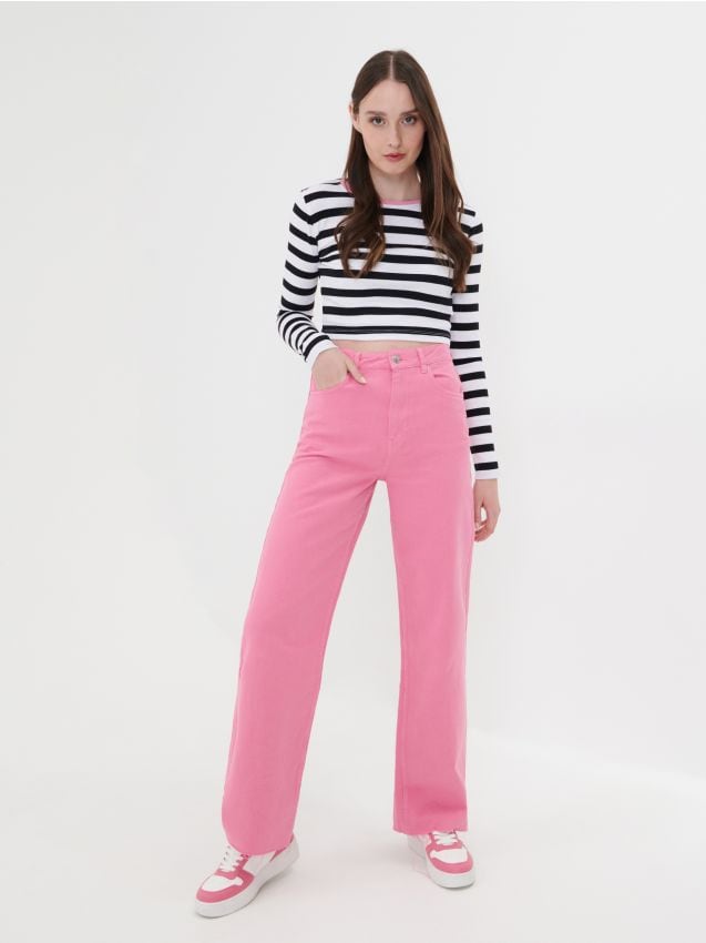 Striped crop top - SINSAY