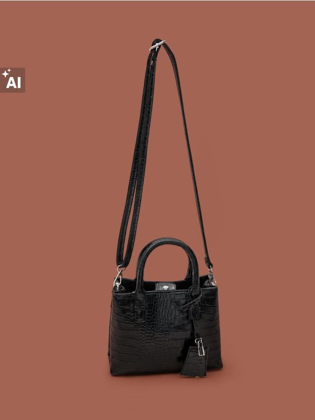 Sinsay - Geantă din piele ecologică cu pandantiv inimă și portofel - negru