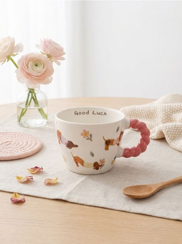 Sinsay - Cană ceramică cu motiv de câini - multicolor