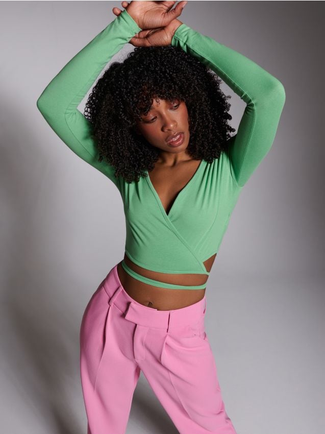 Crop top cu șnur decorativ - SINSAY