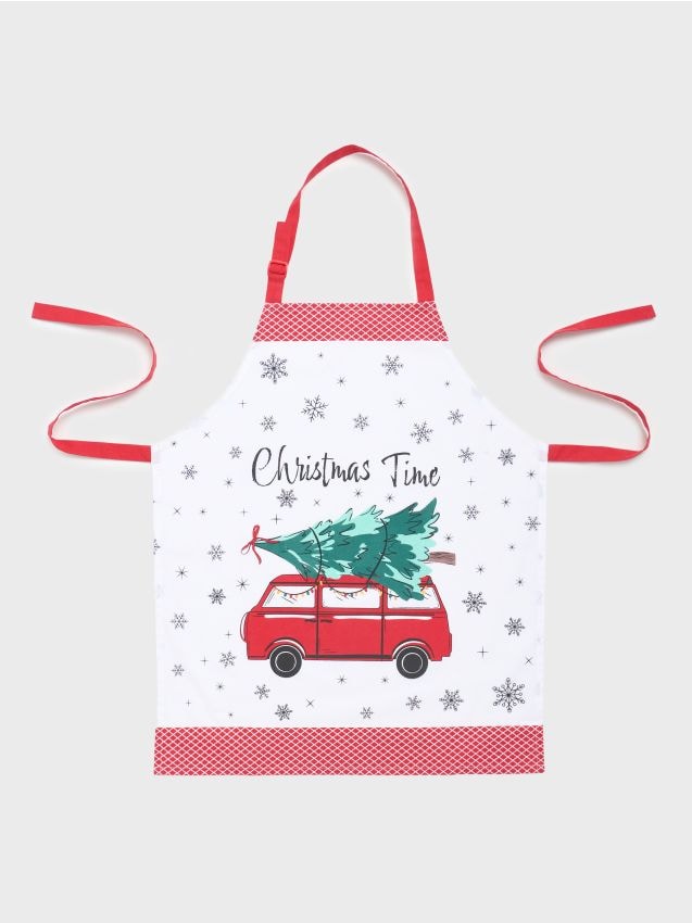 Sinsay - Vianočná kuchynská zástera s potlačou auta s vianočným stromčekom - viacfarebná