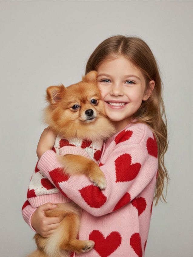 Sinsay - Pulover de Valentine’s pentru câine cu inimioare - crem
