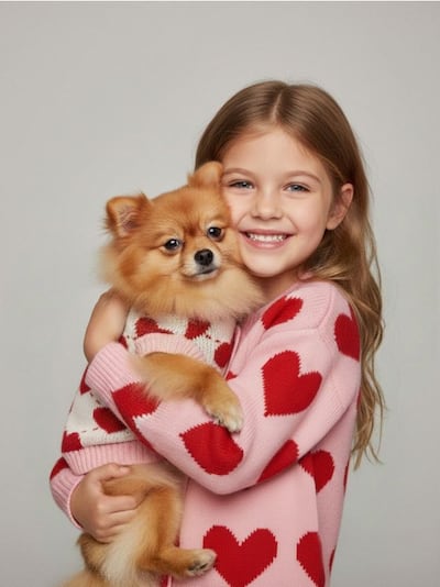 Валентинів светр для собаки з сердечками