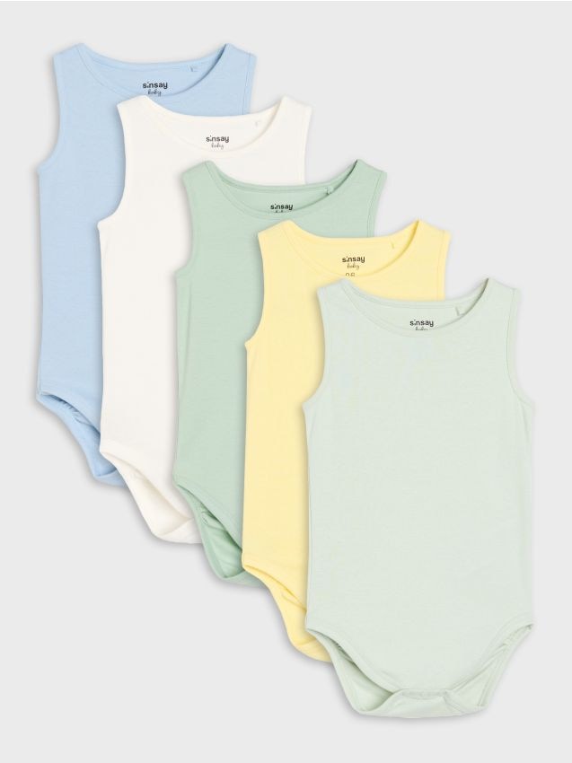 Sinsay - Body din bumbac cu bretele 5 pack - Gri-albăstrui