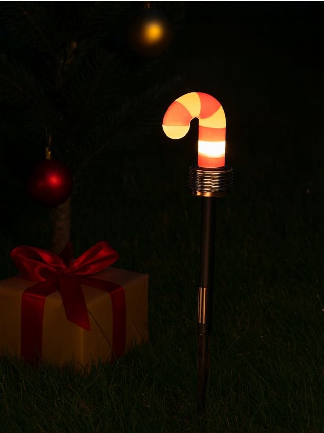 Sinsay - Záhradné vianočné svetielko v tvare cukrovej palice - červená