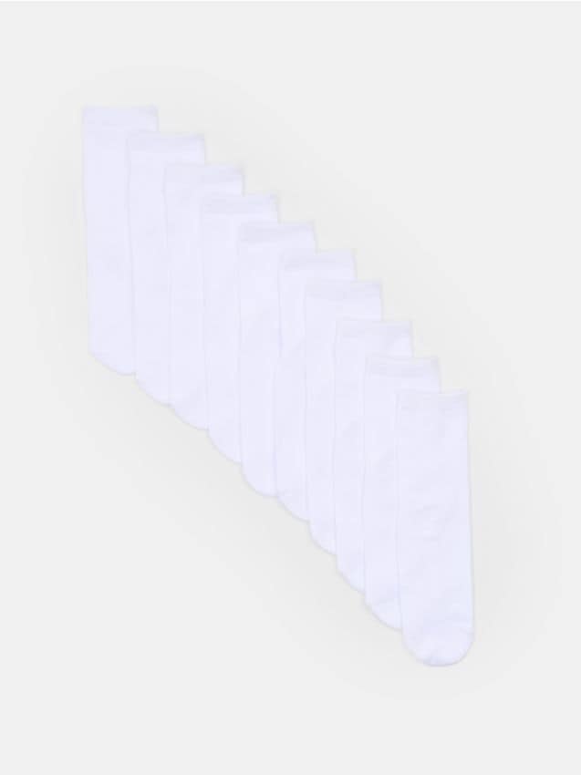 Sinsay - Gładkie skarpetki z bawełną 10 pack - biały