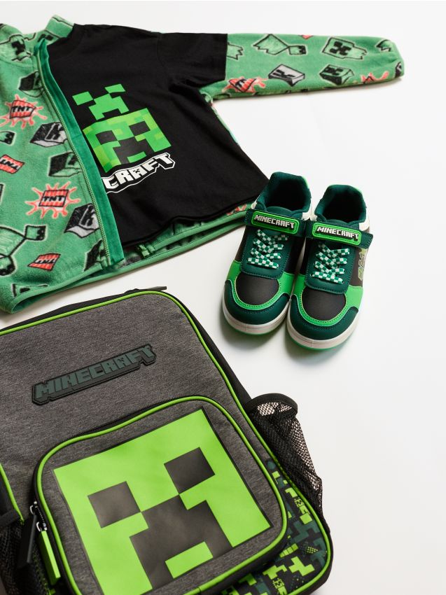 Sinsay - Sneakers din imitație de piele cu închidere cu arici Minecraft - verde