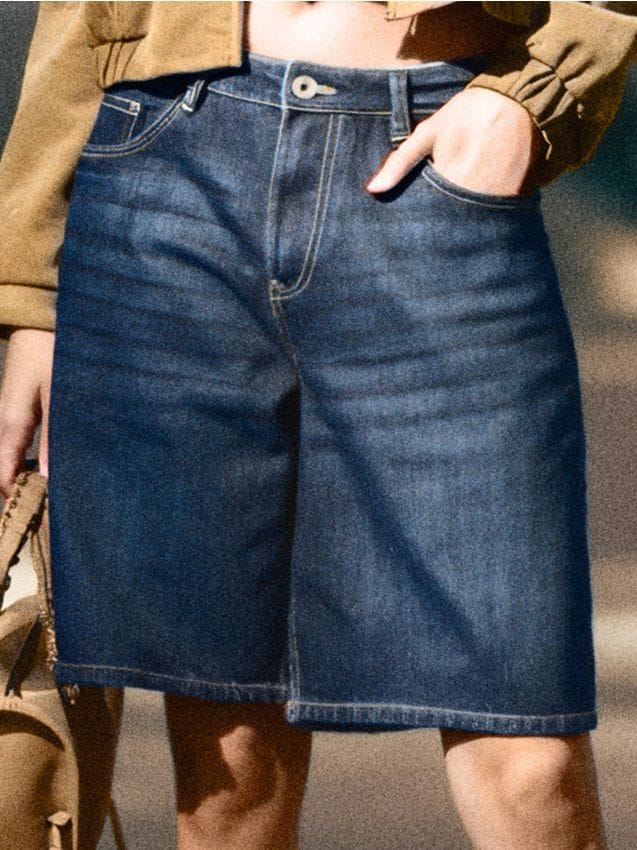 Sinsay - Szorty bermudy jeansowe - granatowy