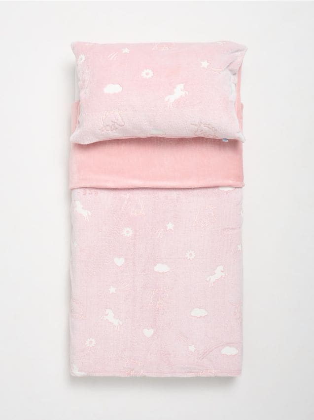 Sinsay - Sada flísovej posteľnej bielizne s fluorescenčným vzorom - ružová
