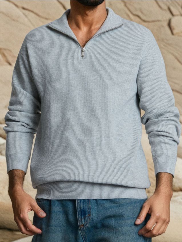 Sinsay - Pulover din tricot striat - gri deschis