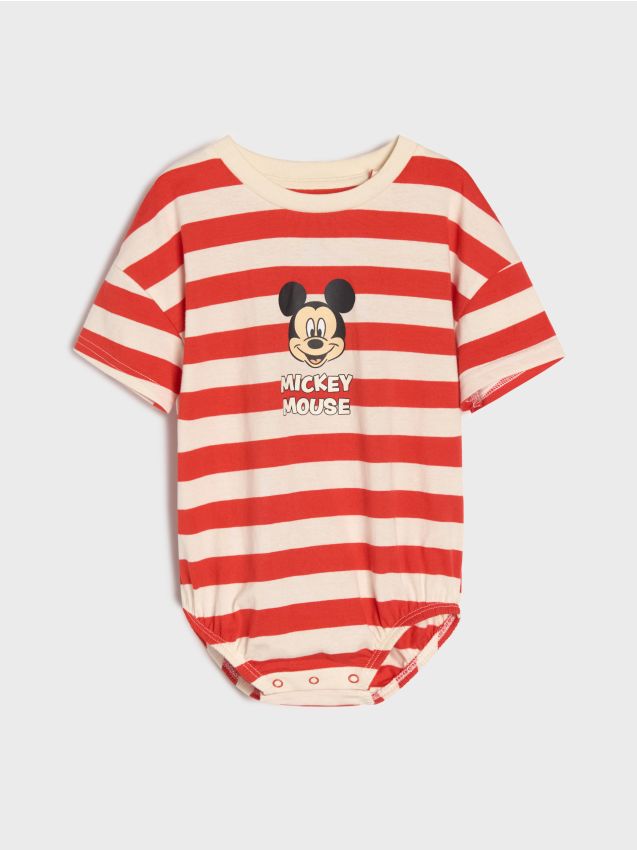 Sinsay - Body din bumbac cu imprimeu Mickey Mouse - crem