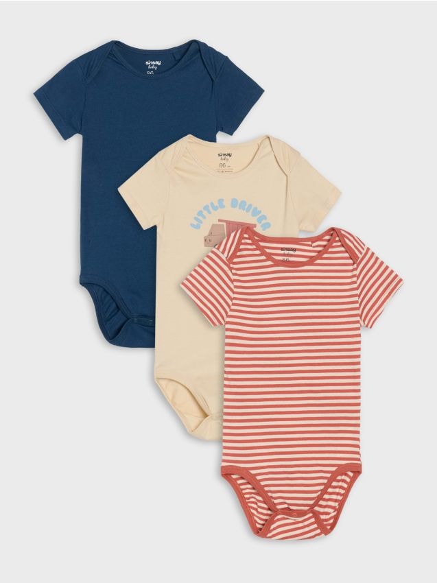 Sinsay - Set de 3 body din bumbac - nude