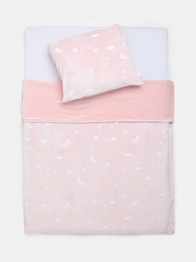 Sinsay - Sada flísovej posteľnej bielizne s fluorescenčným vzorom - ružová
