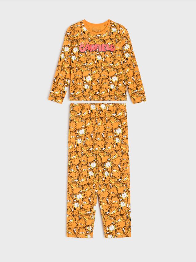 Sinsay - Pijamă din bumbac în două piese Garfield - portocaliu