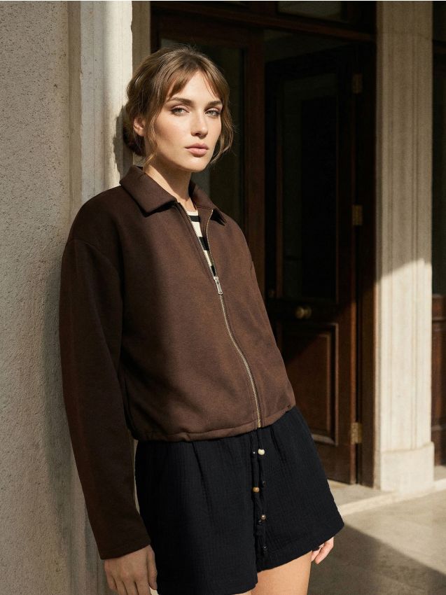 Sinsay - Luźne muślinowe szorty z kieszeniami - czarny